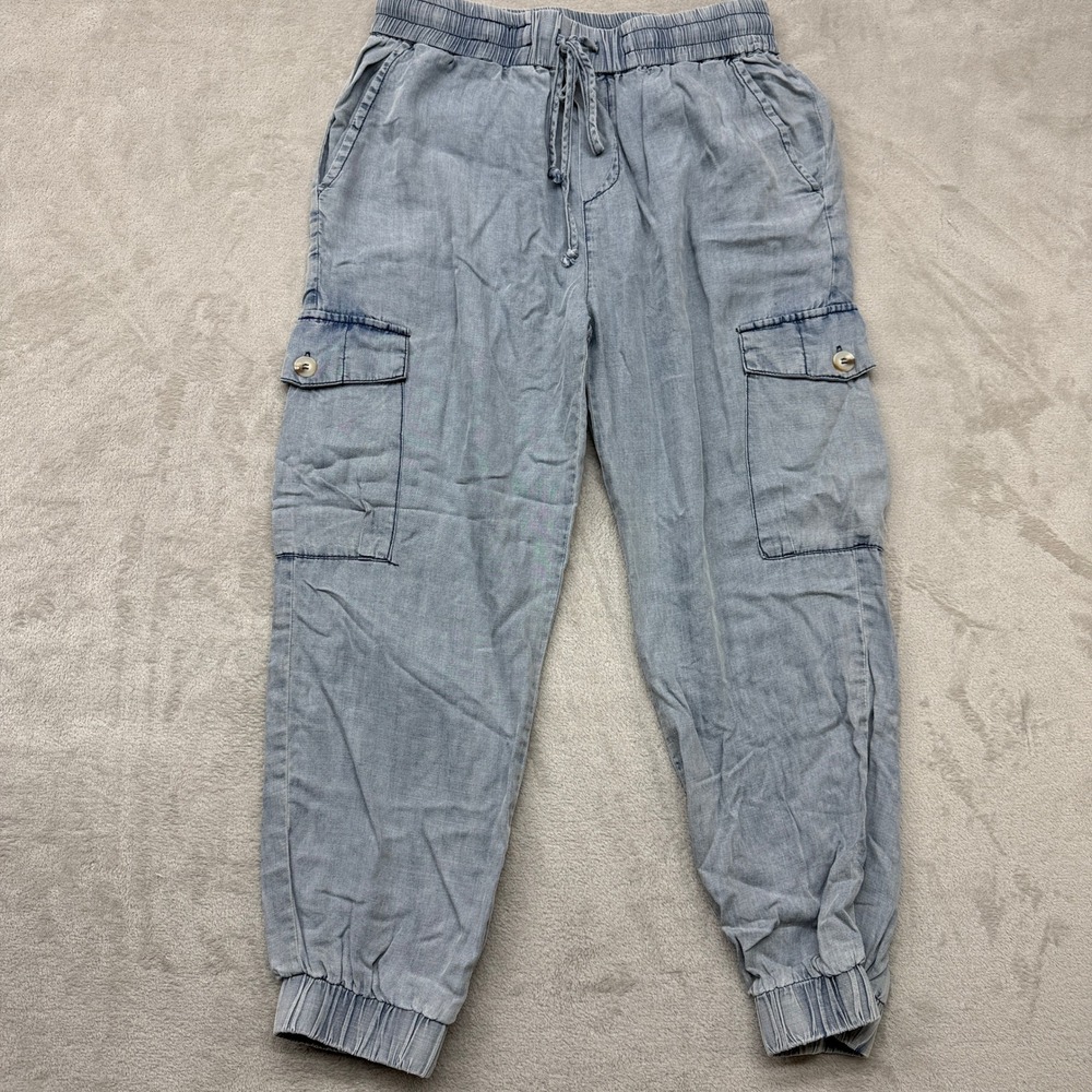 Dress Forum Cargo Denim Joggers Women's Medium Blue Tencel Utility Elastic Waist